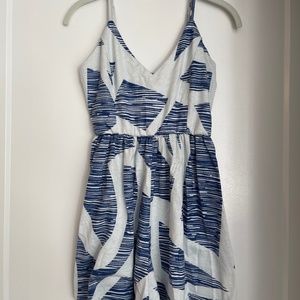 Angashion Small Blue and White Spaghetti Strap Romper